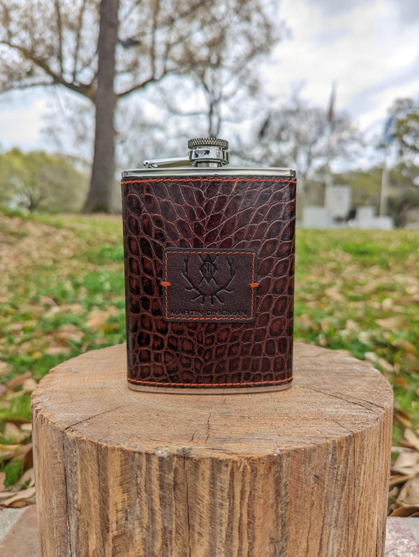 Anthony Alligator Grain Hip Flask