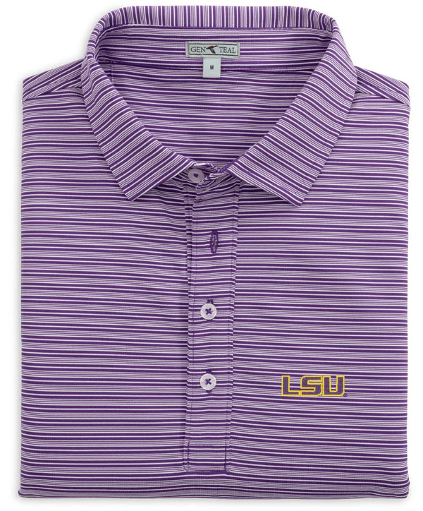 LSU Campus Stripe Performance Polo