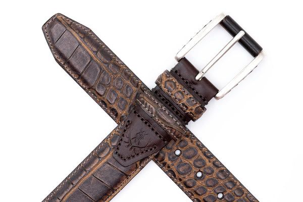 Holden Italian Alligator Grain Saddle Leather Belt