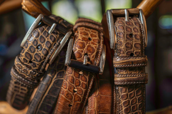 Holden Italian Alligator Grain Saddle Leather Belt