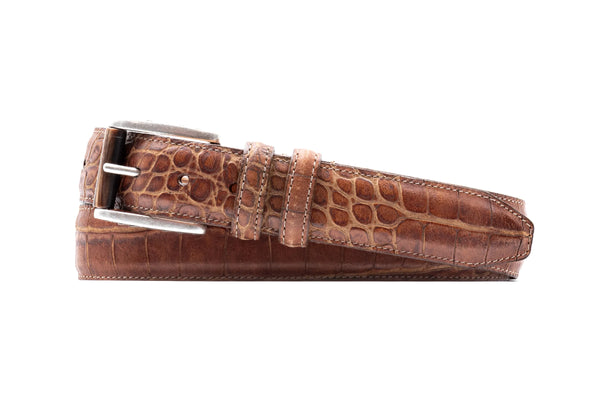 Holden Italian Alligator Grain Saddle Leather Belt