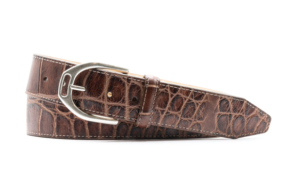 Belmont Alligator Grain Italian Saddle Leather Belt