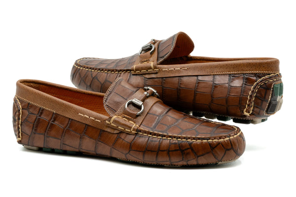 Monte Carlo Alligator Grain Horse Bit Driving Loafers