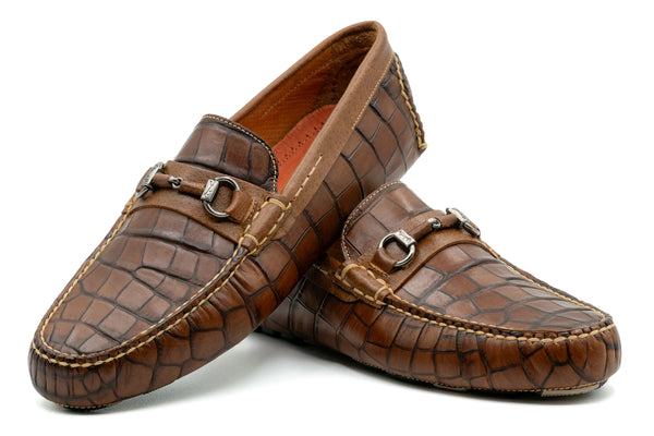 Monte Carlo Alligator Grain Horse Bit Driving Loafers