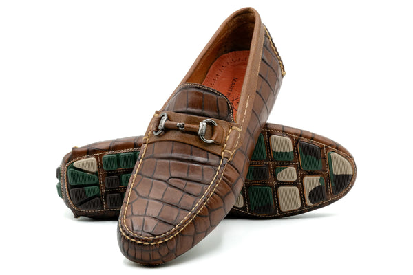 Monte Carlo Alligator Grain Horse Bit Driving Loafers