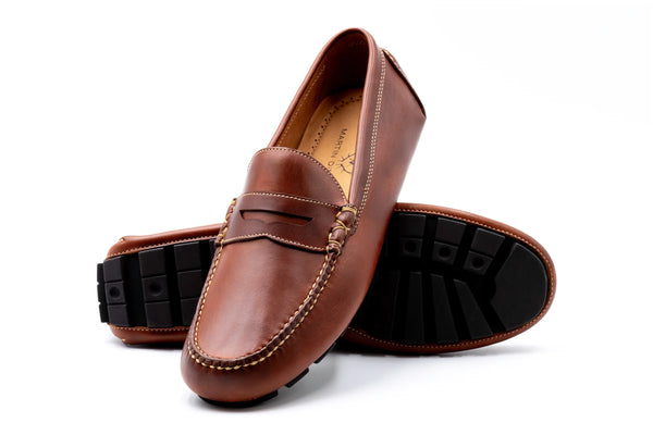 Old Row Saddle Leather Penny Driving Loafers