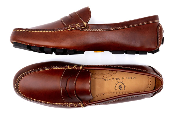 Old Row Saddle Leather Penny Driving Loafers
