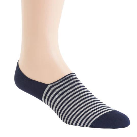 Repeating Stripe High Vamp Cotton Sock Linked Toe No Show