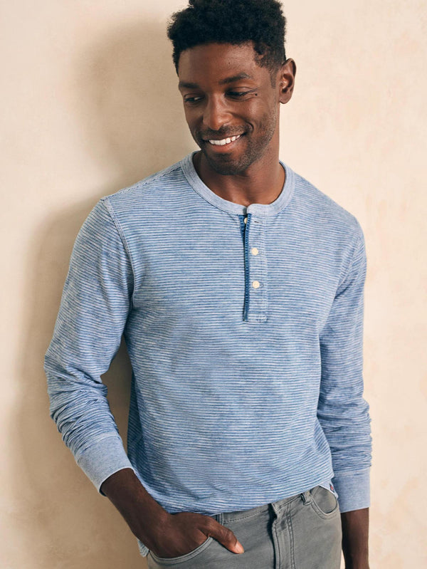 Long-Sleeve Indigo Henley