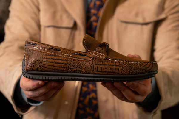 Bermuda Braid Crocodile Grain Leather Loafers