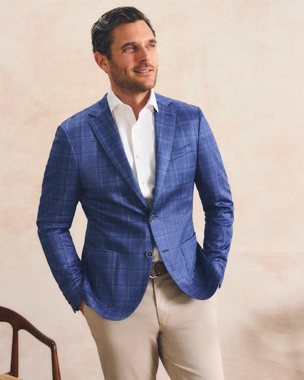 Donington Plaid Printed Knit Stretch Sport Coat