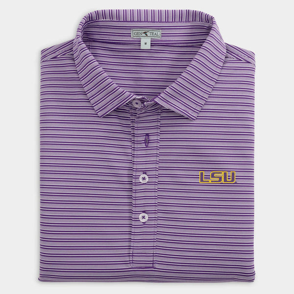 LSU Campus Stripe Performance Polo