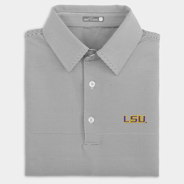 LSU Club Pinstripe Performance Polo