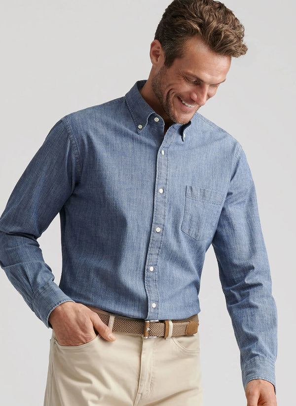 Tamworth Chambray Cotton-Stretch Sport Shirt