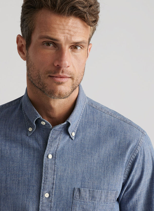 Tamworth Chambray Cotton-Stretch Sport Shirt
