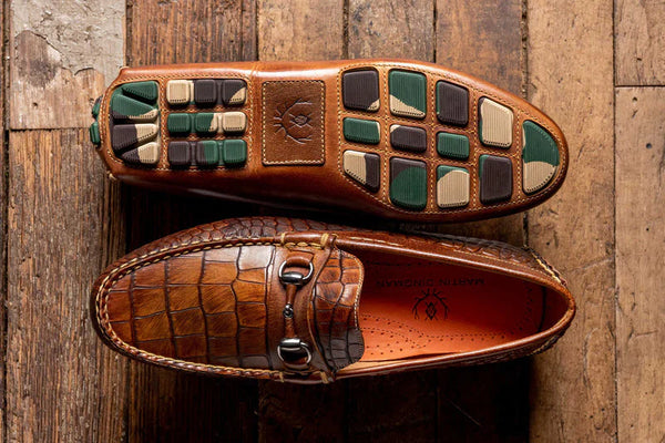 Monte Carlo Alligator Grain Horse Bit Driving Loafers