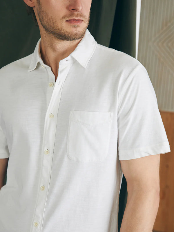 Short-Sleeve Sunwashed Knit Shirt (Single Pocket)
