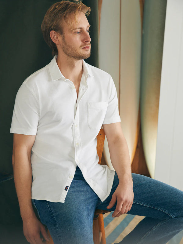Short-Sleeve Sunwashed Knit Shirt (Single Pocket)
