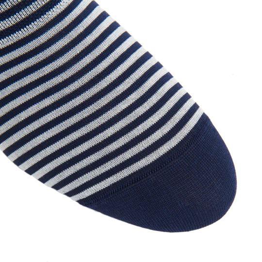 Repeating Stripe High Vamp Cotton Sock Linked Toe No Show