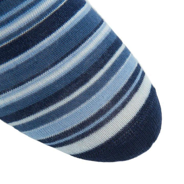 Variegated Stripe Fine Merino Wool Sock Linked Toe Mid-Calf