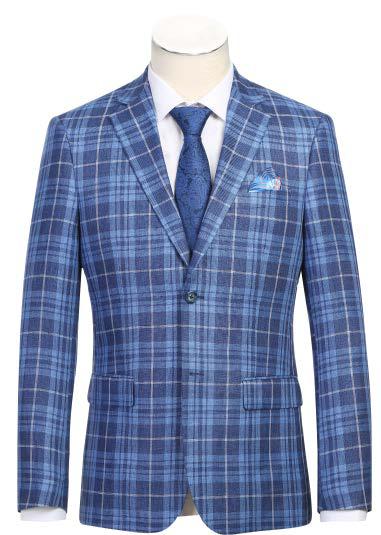 Plaid Linen-Blend Slim Fit Sport Coat