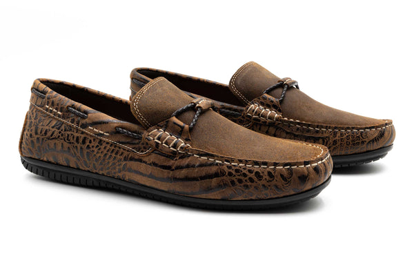 Bermuda Braid Crocodile Grain Leather Loafers