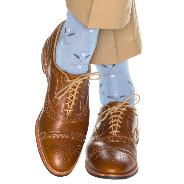 Golf Club and Ball Cotton Sock Linked Toe Mid-Calf