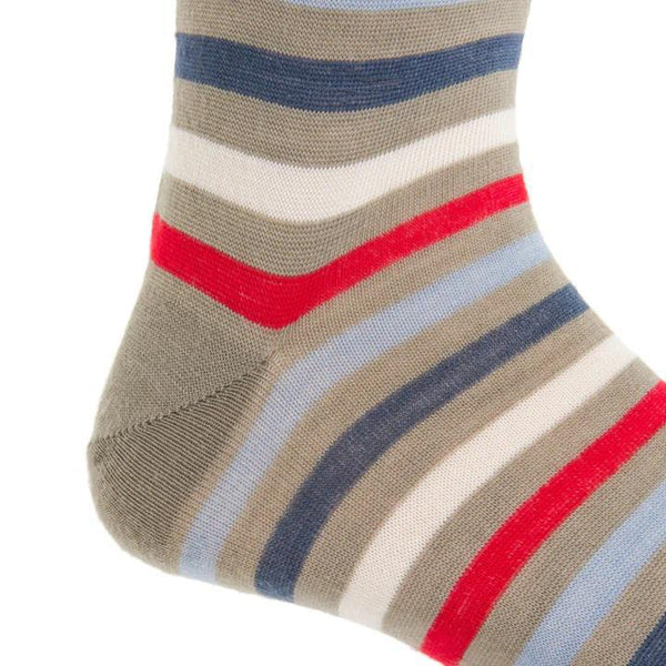 Quad Stripe Merino Wool Sock Linked Toe Mid-Calf