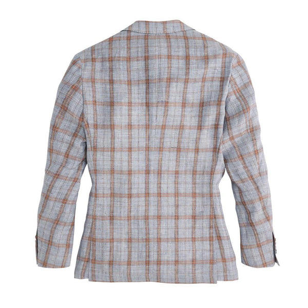 Wan Blue/Brown Plaid Linen Sport Coat