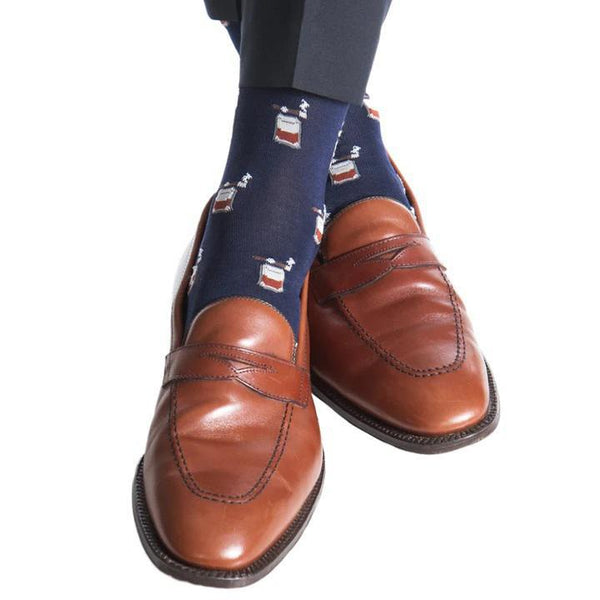 Bourban with Cigar Cotton Sock Linked Toe Mid-Calf