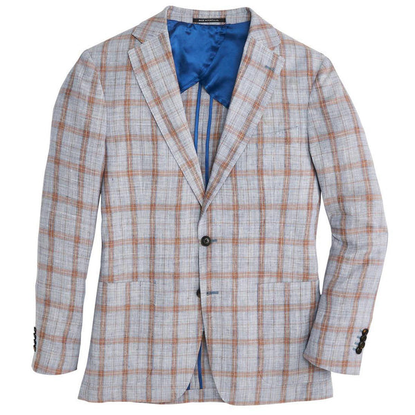 Wan Blue/Brown Plaid Linen Sport Coat