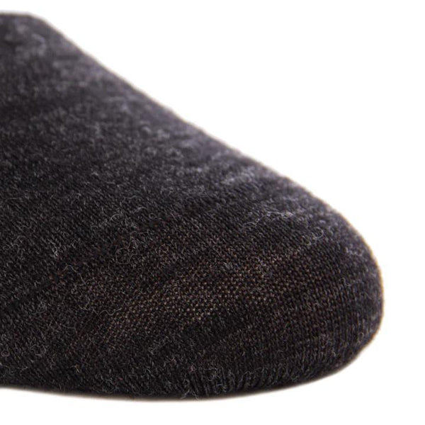 Stripe Fine Merino Wool Sock Linked Toe Mid-Calf