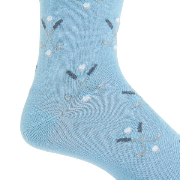 Golf Club and Ball Cotton Sock Linked Toe Mid-Calf