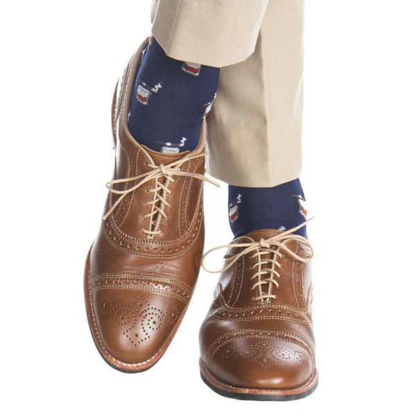 Bourban with Cigar Cotton Sock Linked Toe Mid-Calf