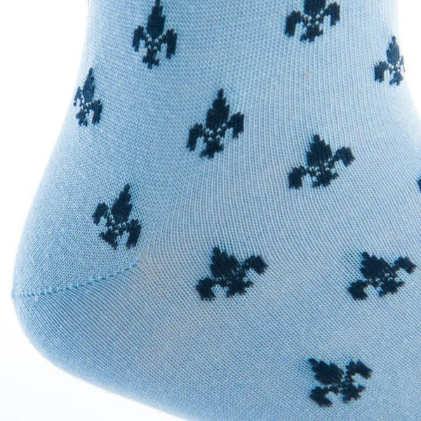 Fleur de Lis Fine Merino Wool Sock Linked Toe Mid-Calf