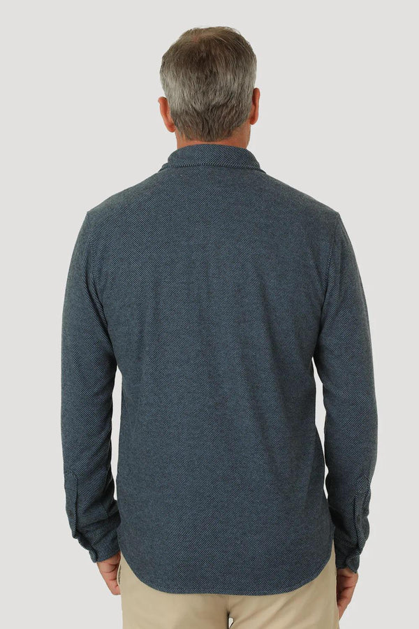 Solid Melange Twill Sweater-Knit Shirt