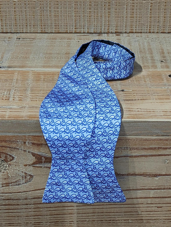 Blue Fish Silk Bow Tie