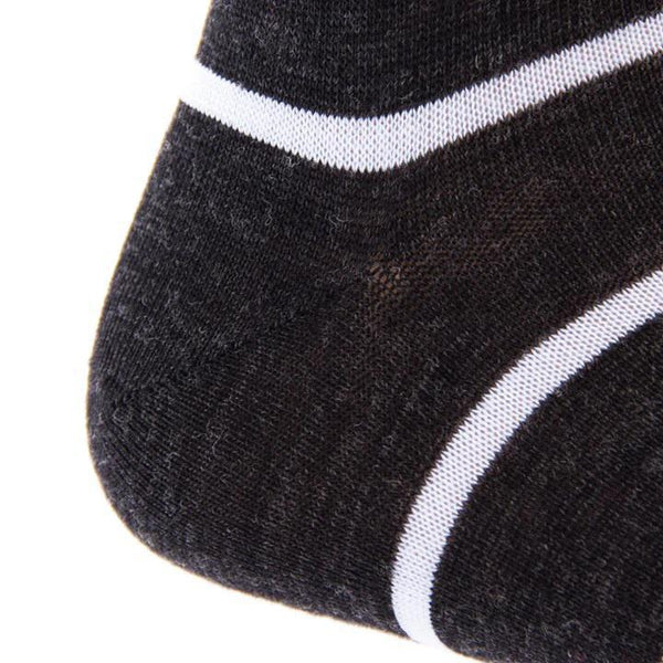 Stripe Fine Merino Wool Sock Linked Toe Mid-Calf