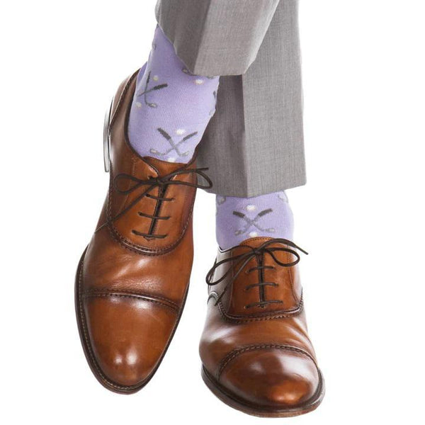 Golf Club and Ball Cotton Sock Linked Toe Mid-Calf
