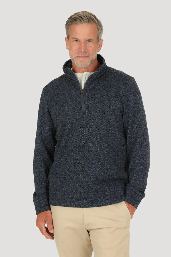 Luxe Herringbone Sweater Stitch Fleece Quarter-Zip Pullover